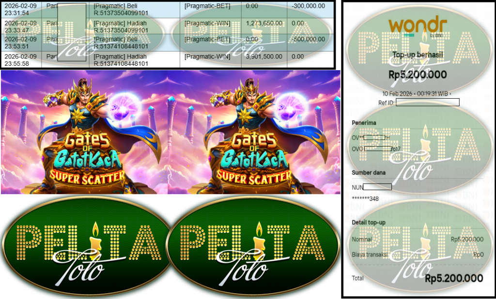PELITATOTO JACKPOT PRAGMATIC Gaming ”Gates of Gatot Kaca Super Scatter” Rp 5,200,000,- LUNAS