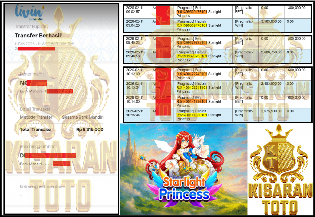 KISARANTOTO JACKPOT PRAGMATIC Gaming ”Starlight Princess” ‌‌‌‌‌‌‌‏Rp 8,315,000,- LUNAS