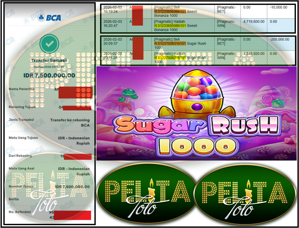 PELITATOTO JACKPOT PRAGMATIC Gaming ”Sweet Bonanza 1000” Rp 7,500,000,- LUNAS