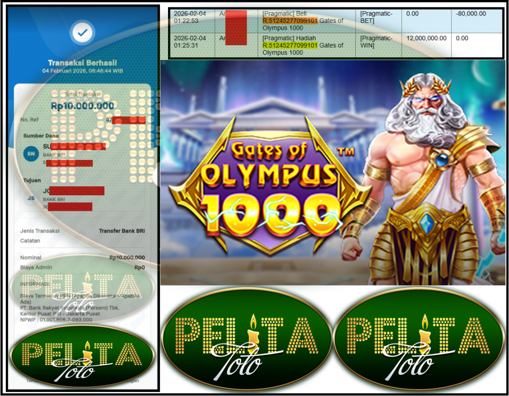 PELITATOTO JACKPOT PRAGMATIC Gaming ”Gates of Olympus 1000” Rp 10,000,000,- LUNAS