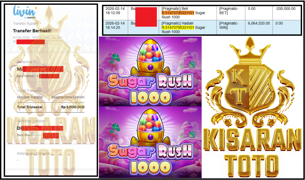 KISARANTOTO JACKPOT PRAGMATIC Gaming ”Sugar Rush 1000” Rp 6,000,000,- LUNAS