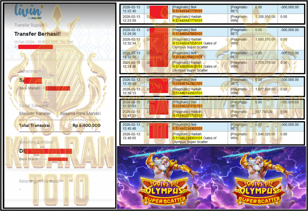 KISARANTOTO JACKPOT PRAGMATIC Gaming ”Gates of Olympus Super Scatter” ‌‌‌‌‌‌‌‏Rp 6,400,000,- LUNAS