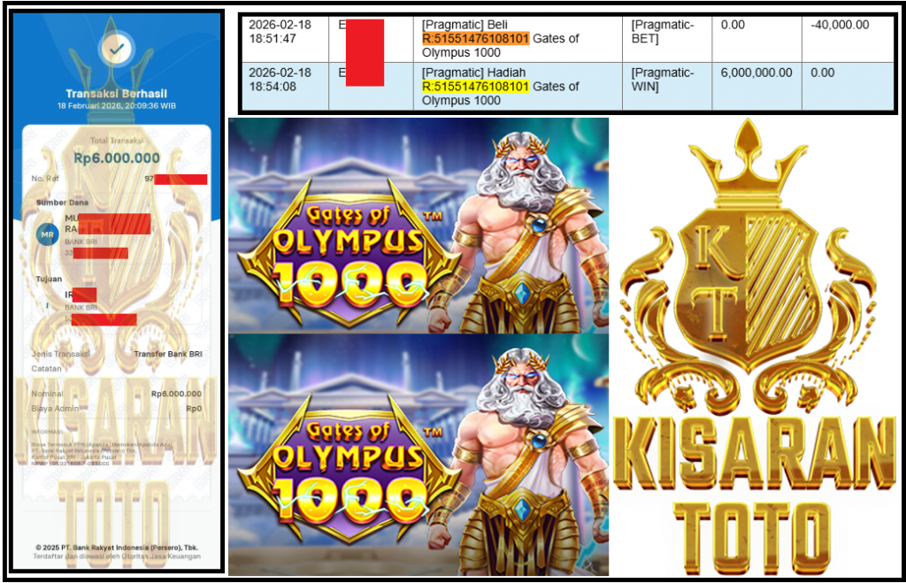 KISARANTOTO JACKPOT PRAGMATIC Gaming ”Gates of Olympus 1000” Rp 6,000,000,- LUNAS