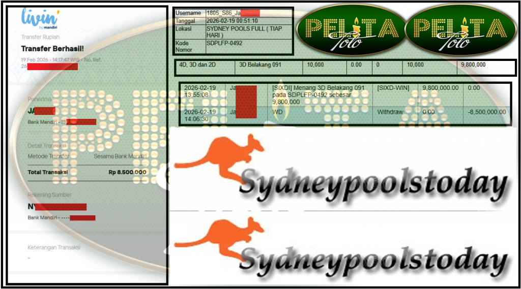 PELITATOTO JACKPOT PASARAN SYDNEY POOLS ”7091” Rp 8,500,000,- LUNAS