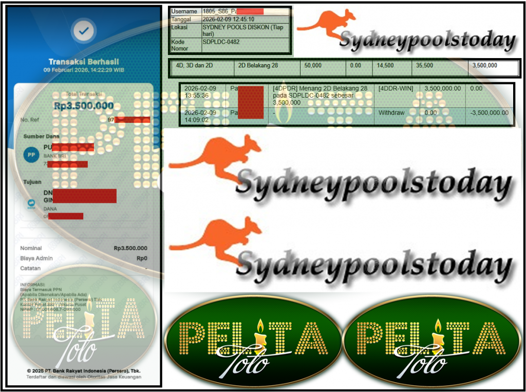 PELITATOTO JACKPOT PASARAN SYDNEY POOLS ”5728” ‌‌‌‌‌‌‌‏Rp 3,500,000,- LUNAS