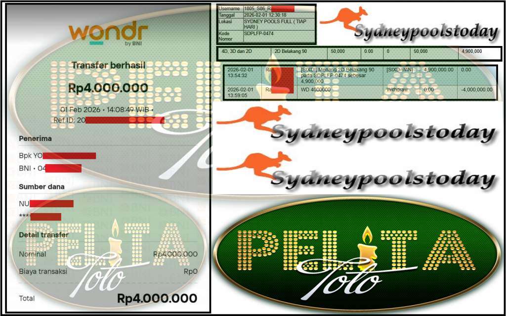 PELITATOTO JACKPOT PASARAN SYDNEY POOLS ”6190” Rp 4,000,000,- LUNAS