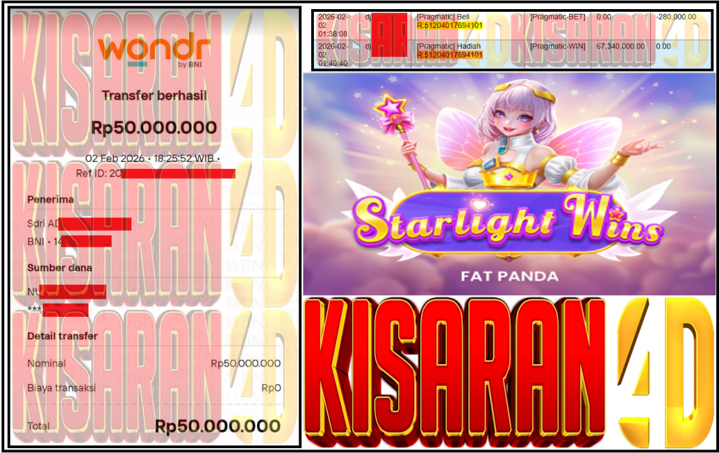 KISARAN4D JACKPOT PRAGMATIC Gaming ”Starlight Wins” Rp 50,000,000,- LUNAS