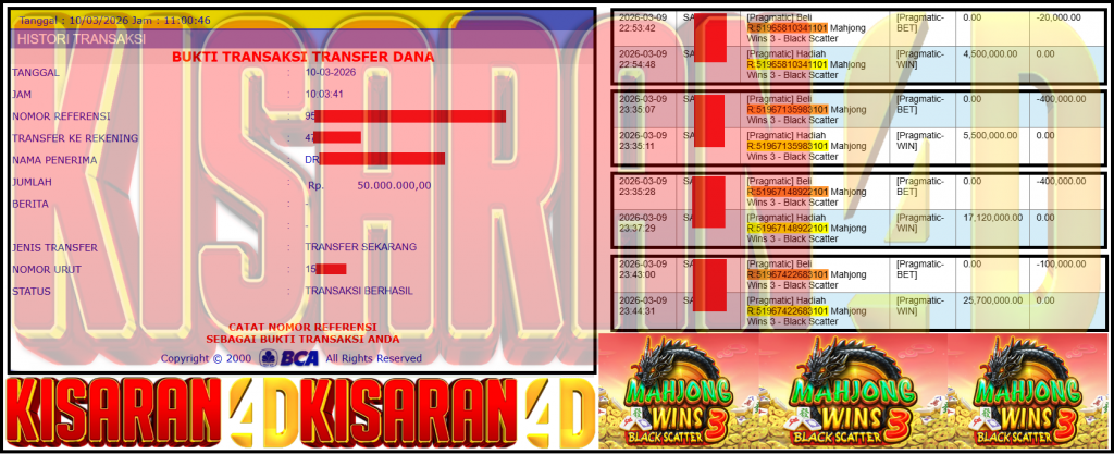 KISARAN4D JACKPOT PRAGMATIC Gaming ”Mahjong Wins 3 – Black Scatter” ββββββββRp 50,000,000,- LUNAS