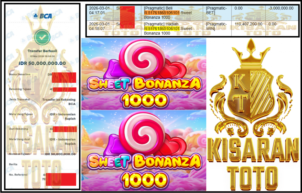 KISARANTOTO JACKPOT PRAGMATIC Gaming ”Sweet Bonanza 1000” Rp 50,000,000,- LUNAS