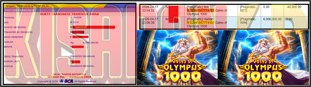 KISARAN4D JACKPOT PRAGMATIC Gaming ”Gates of Olympus 1000” ‌‌‌‌‌‌‌‏Rp 6,244,000,- LUNAS