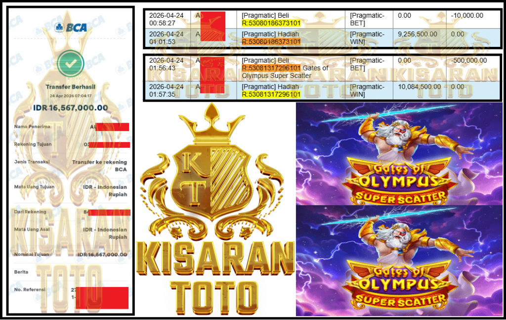 KISARANTOTO JACKPOT PRAGMATIC Gaming ”Gates of Olympus Super Scatter” ‌‌‌‌‌‌‌‏Rp 16,567,000,- LUNAS