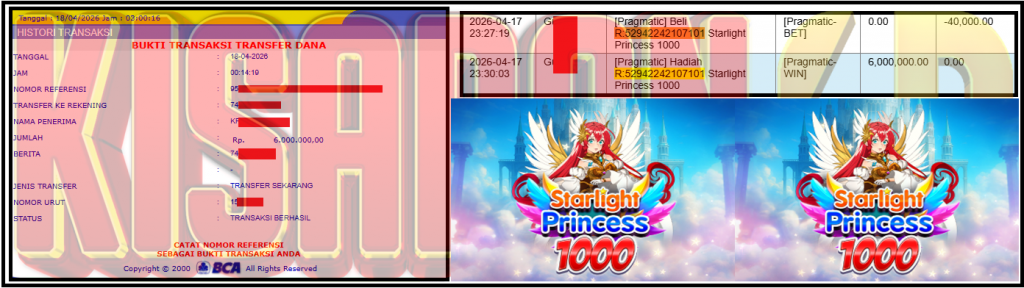 KISARAN4D JACKPOT PRAGMATIC Gaming ”Starlight Princess 1000” ‌‌‌‌‌‌‌‏Rp 6,000,000,- LUNAS