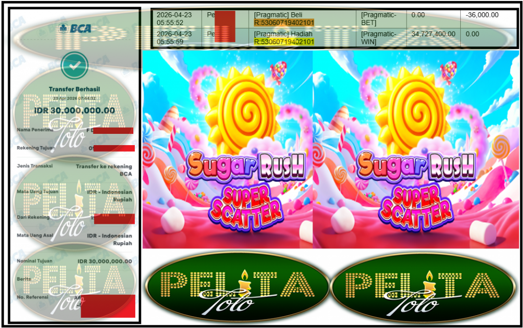 PELITATOTO JACKPOT PRAGMATIC Gaming ”Sugar Rush Super Scatter” ‌‌‌‌‌‌‌‏Rp 30,000,000,- LUNAS