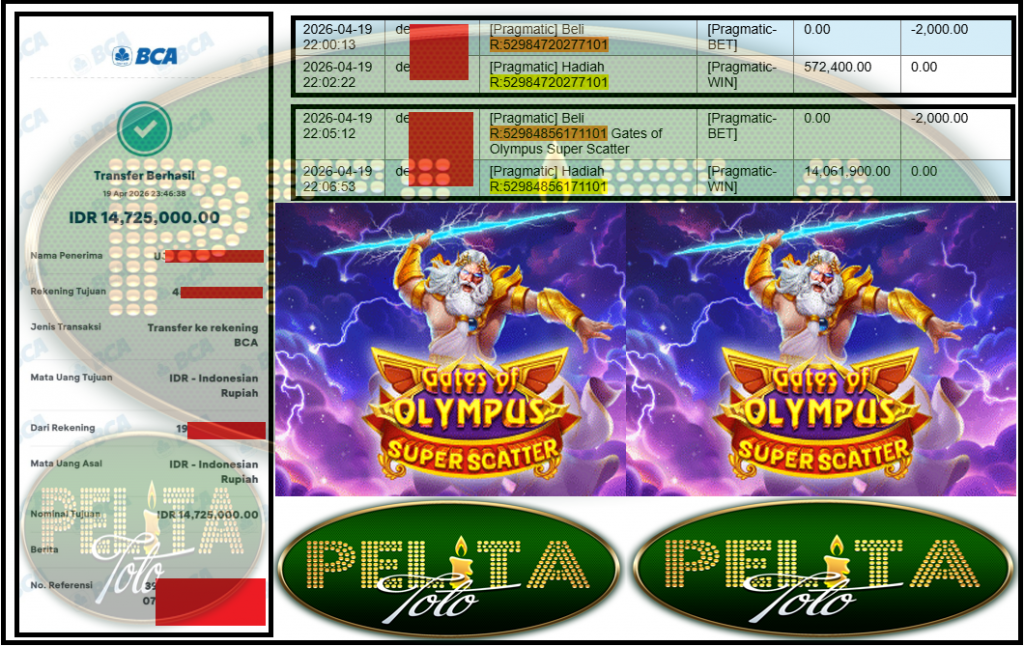 PELITATOTO JACKPOT PRAGMATIC Gaming ”Gates of Olympus Super Scatter” ‌‌‌‌‌‌‌‏Rp 14,725,000,- LUNAS