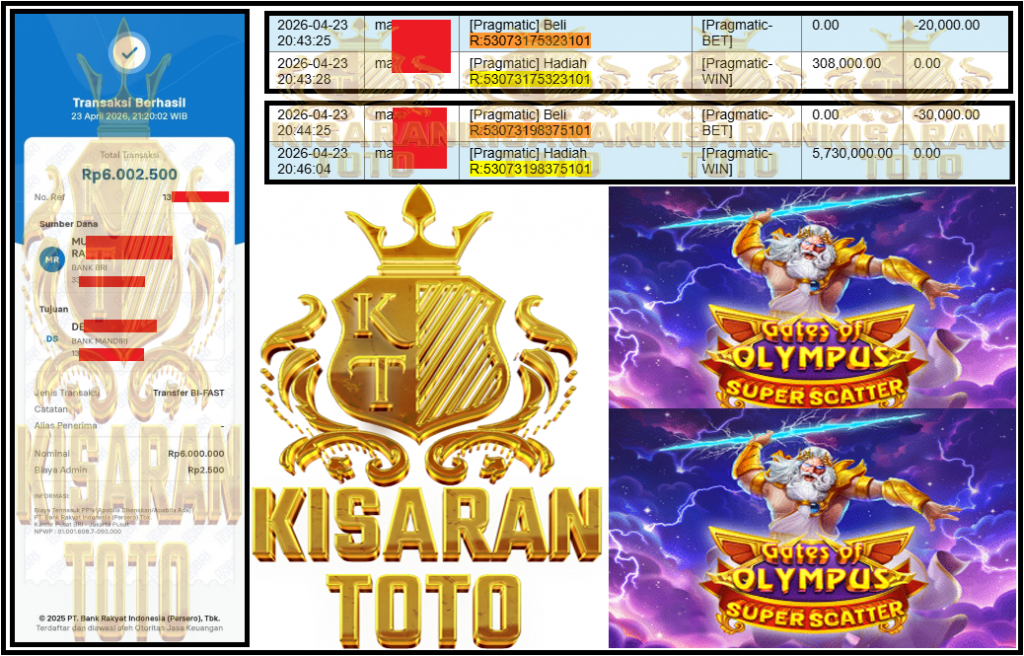 KISARANTOTO JACKPOT PRAGMATIC Gaming ”Gates of Olympus Super Scatter” ‌‌‌‌‌‌‌‏Rp 6,000,000,- LUNAS